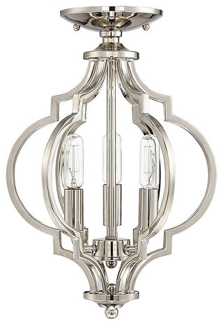 3-Light Semi-Flush Mount, Polished Nickel