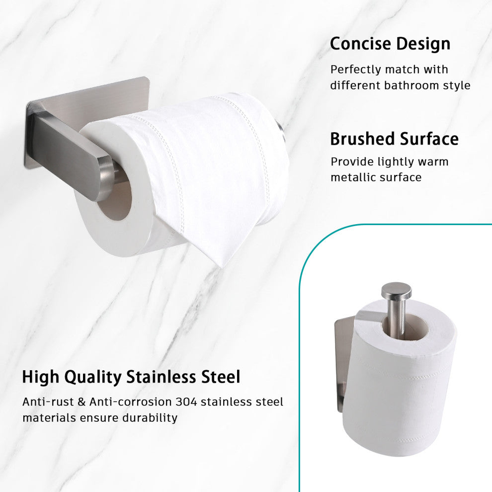 Wall Mounted Self-Adhesive Bathroom Toilet Paper Holder Roll Dispenser, Brushed Nickel
