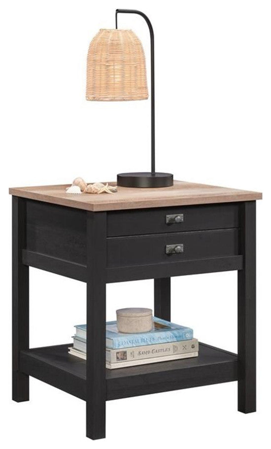 Sauder Cottage Road Engineered Wood 1-Drawer Bedroom Nightstand in Raven Oak
