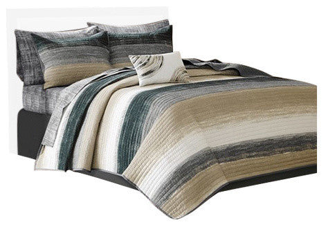 Madison Park Microfiber Printed 6-Piece Coverlet Set, Twin