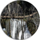 Wooden Pathway In Plitvice Lakes, Landscape Photo Round Wall Art, 23"