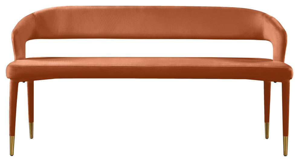 Destiny Upholstered Bench, Cognac, Velvet