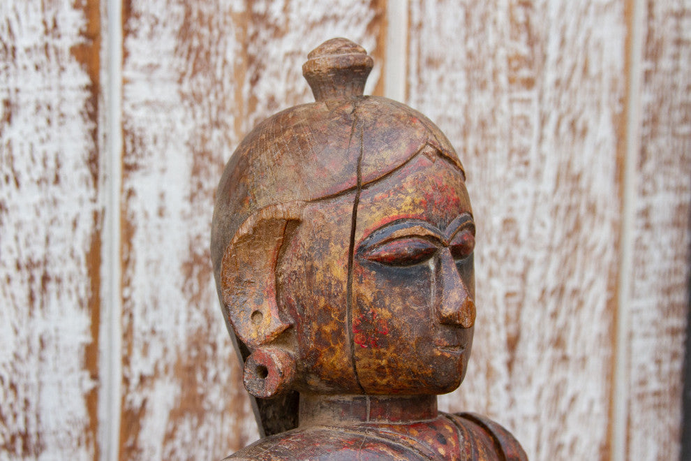 Antique Indian Goddess Wooden Statue