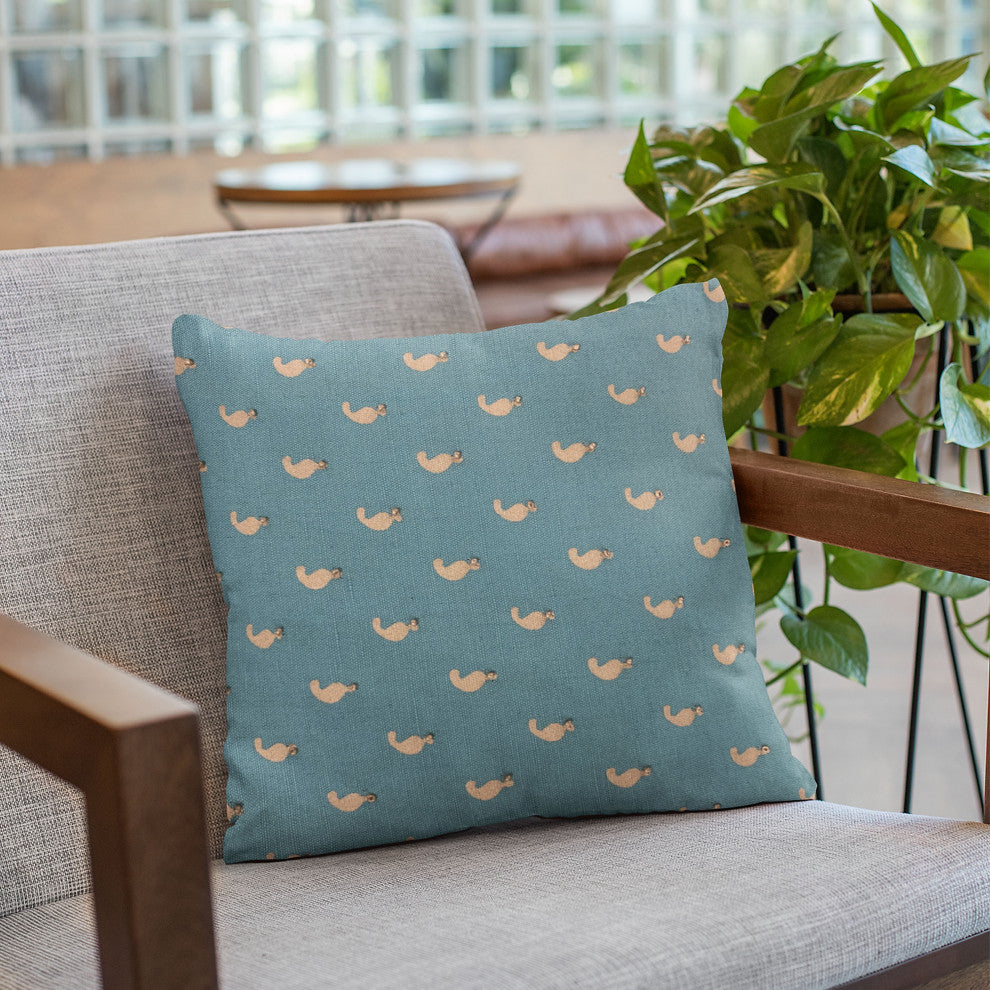 Plutus Blue Beaded Motif Luxury Throw Pillow, 26"x26"