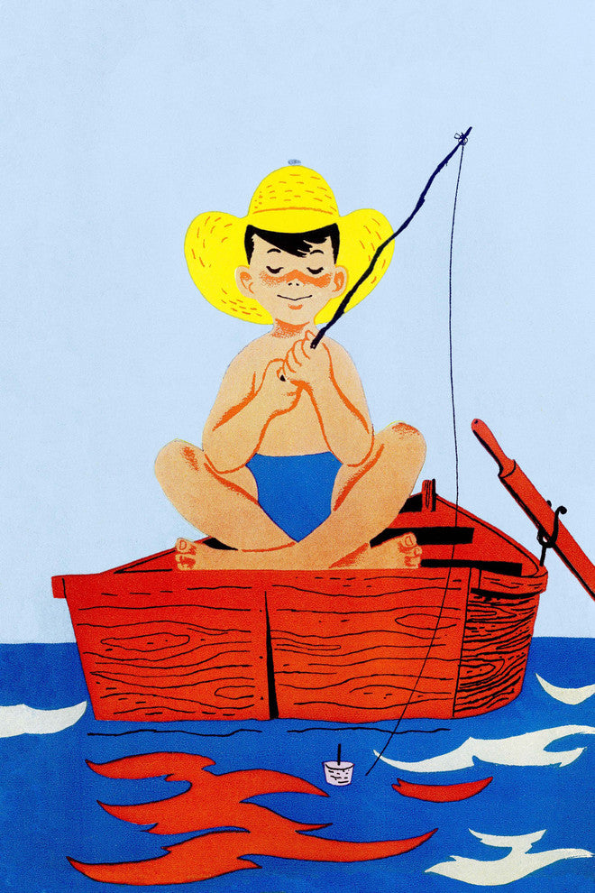 "Fishing Alone" Painting Print on Canvas by Curtis