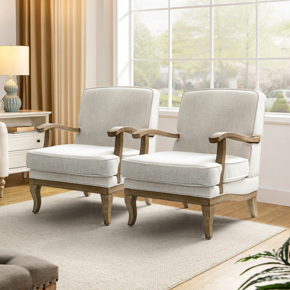 Peppone Armchair, Set of 2, Ivory