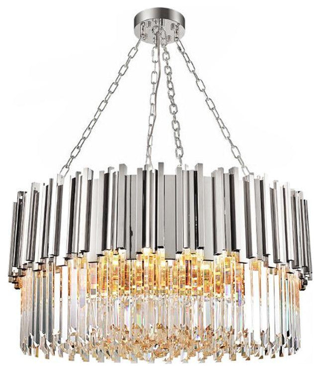 Gio Crystal Chandelier, Chrome, Diameter 24"