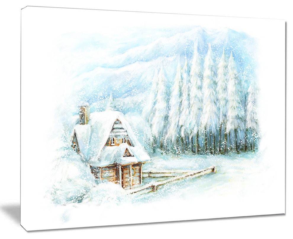 "Christmas Winter Happy Scene" Landscape Wall Art, 40"x30"