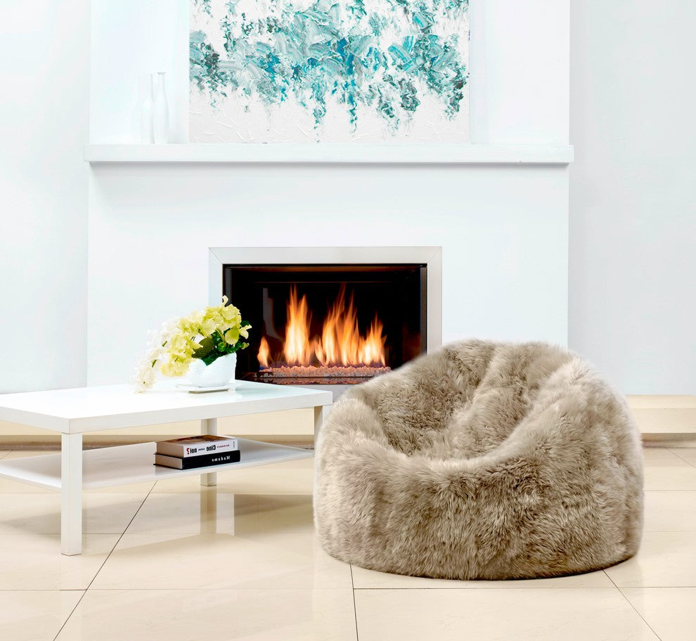 Sheepskin Longwool Lambskin Bean Bag, Vole
