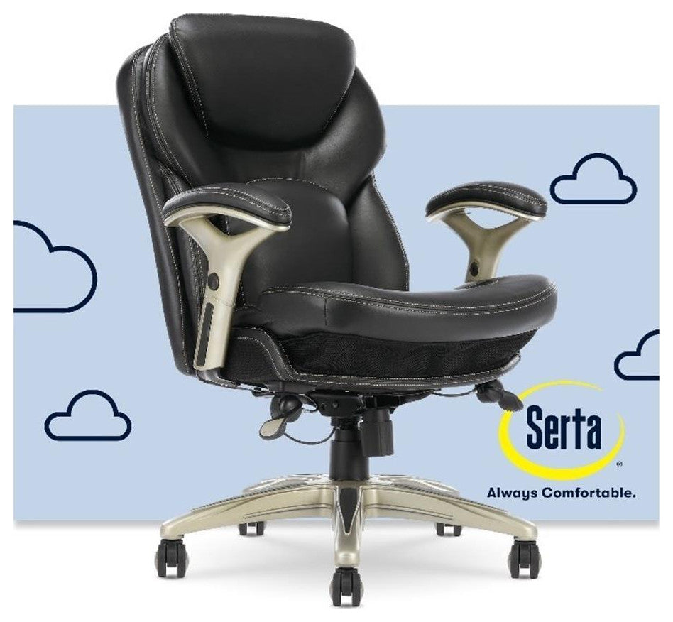 Serta Claremont Back in Motion Office Chair in Black Bonded Leather