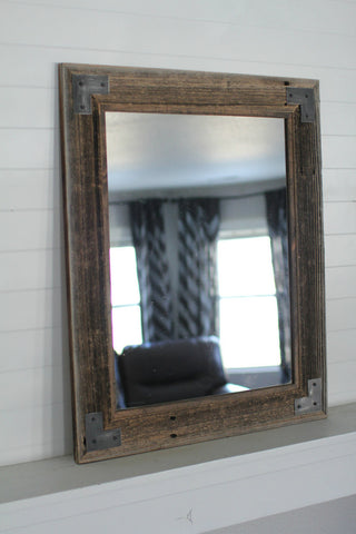 Rustic Bathroom Mirror, Modern Farmhouse Mirror, Ranch Hand Mirror, 22"x26"