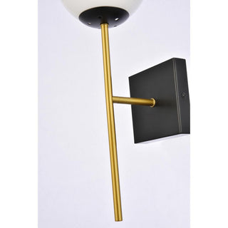 Neri 1 light black and brass and white glass wall sconce