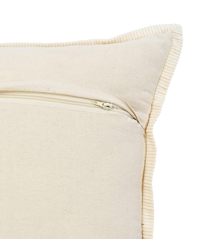 Ox Bay Hand-stitched Yellow/White Organic Cotton Pillow Cover, 16"x24"
