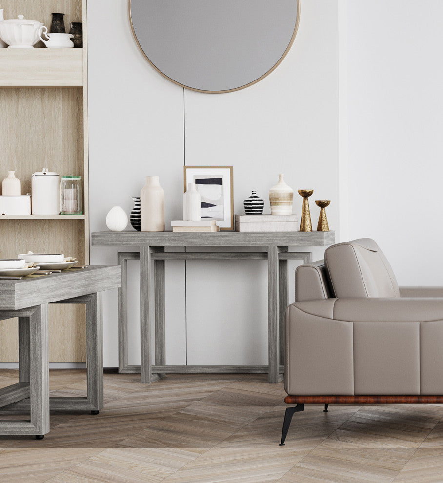 White Wash Trestle Console Table