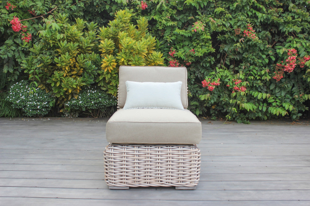 Alejandra 6-Piece Outdoor Wicker Furniture Set With Coffee Table, White and Gray