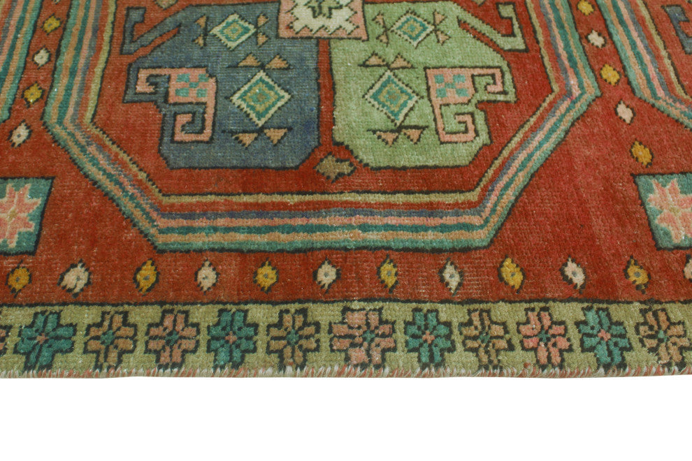 Fine Vintage Distressed Ayobunmi Rust/Beige Runner, 4'4 x 10'7