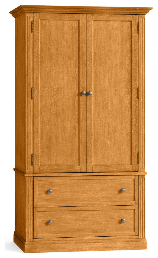 Traditional Extra Wide Oak Wooden Wardrobe, Lite Oak