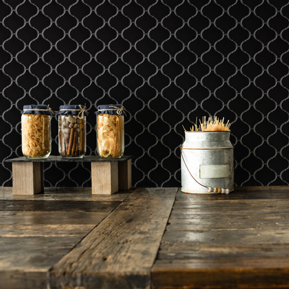 Metro Lantern Glossy Black Porcelain Floor and Wall Tile