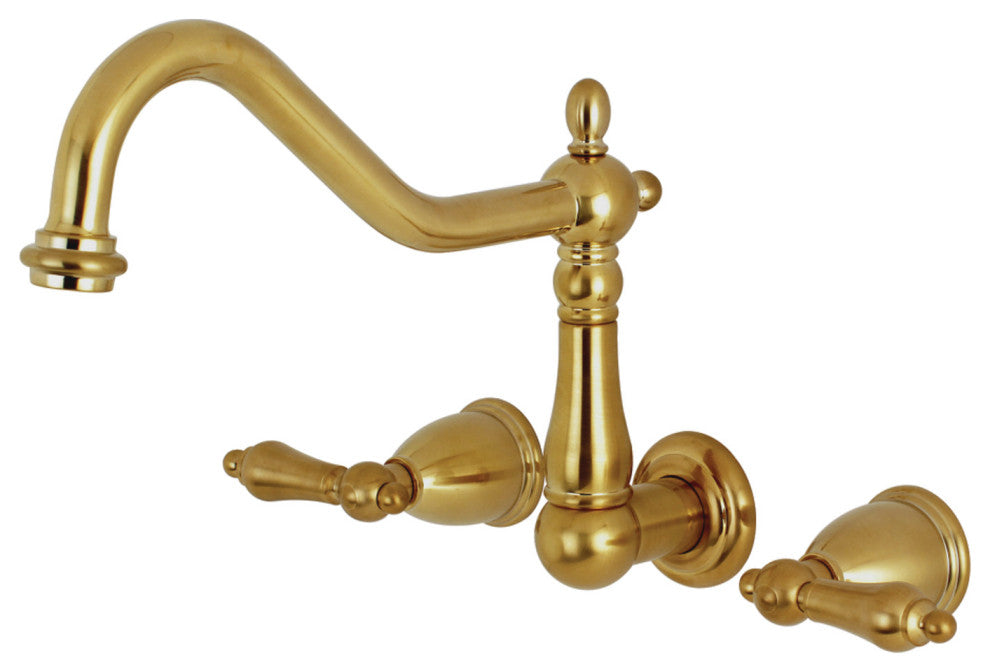 Kingston Brass Wall Mount Tub Faucet, Brushed Brass