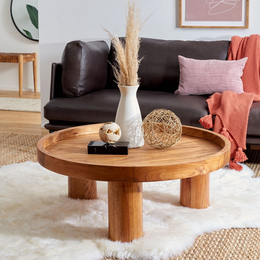 Safavieh Meek 3 Leg Round Coffee Table, Natural