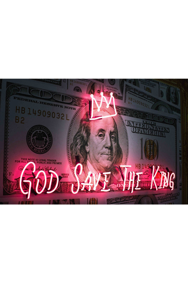 Hundred Dollar Neon Artwork, Andrew Martin God Save The King, Medium