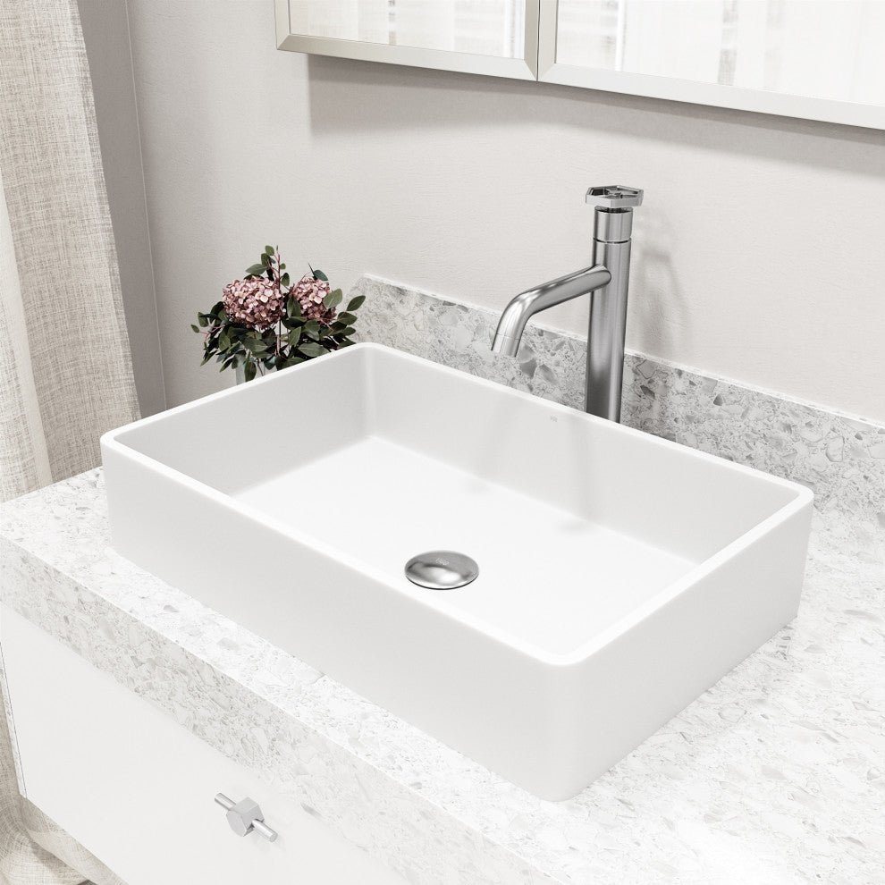 Magnolia 21"L x 14"W MatteStone Vessel Sink and Ruxton 12"H Faucet Set