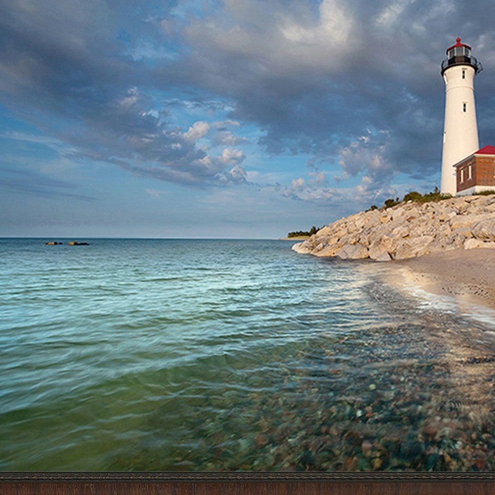 42" White Light House With Ocean 4 Framed Wall Art