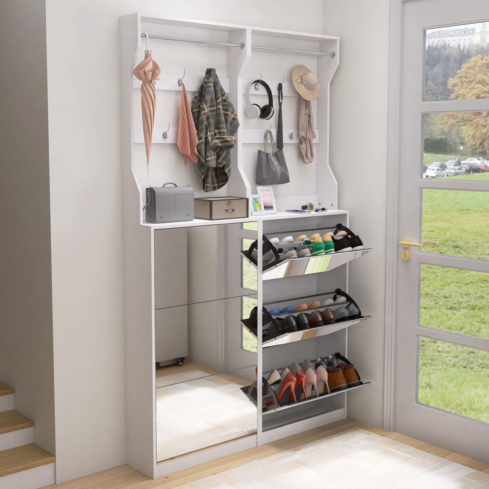 Gewnee Mirror Shoe Rack Organizer Store Ample Shoes