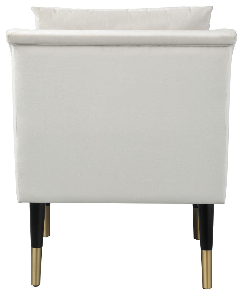 Elegante Velvet Upholstered Accent Chair, Cream