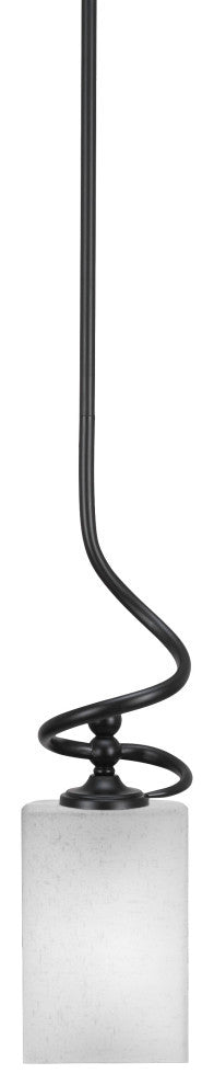 Capri Stem Mini Pendant In Matte Black Finish With 4" White Muslin Glass