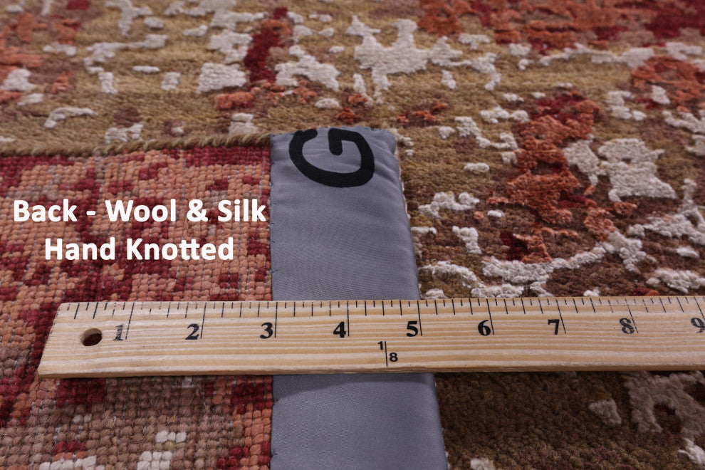 8' 9" X 11' 9" Wool & Silk Abstract Handmade Rug - Q13072
