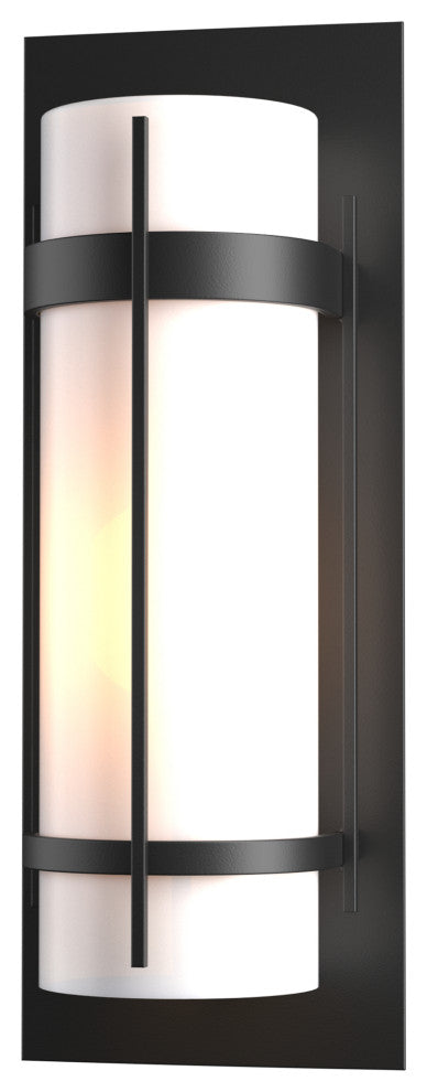 Banded Large Outdoor Sconce, Coastal Black Finish, Opal Glass