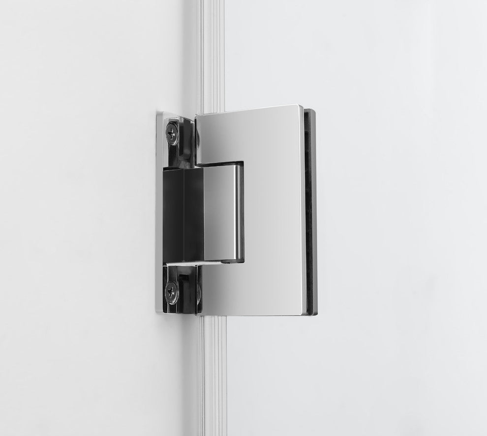 Belmore 69.25"-70.25"x72" Frameless Hinged Shower Door, Chrome