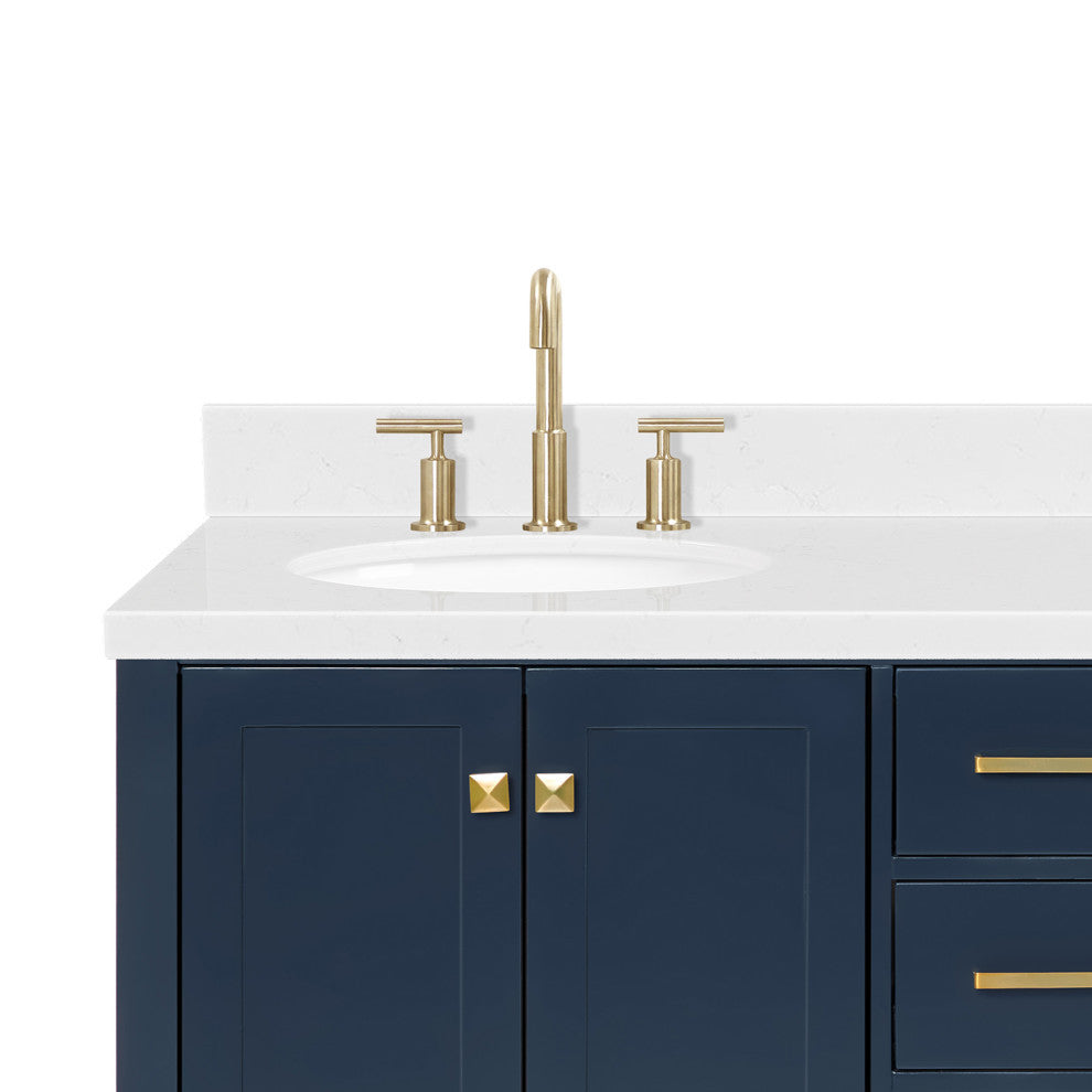 Ariel Cambridge 60" Double Oval Sinks Vanity, Carrara Quartz