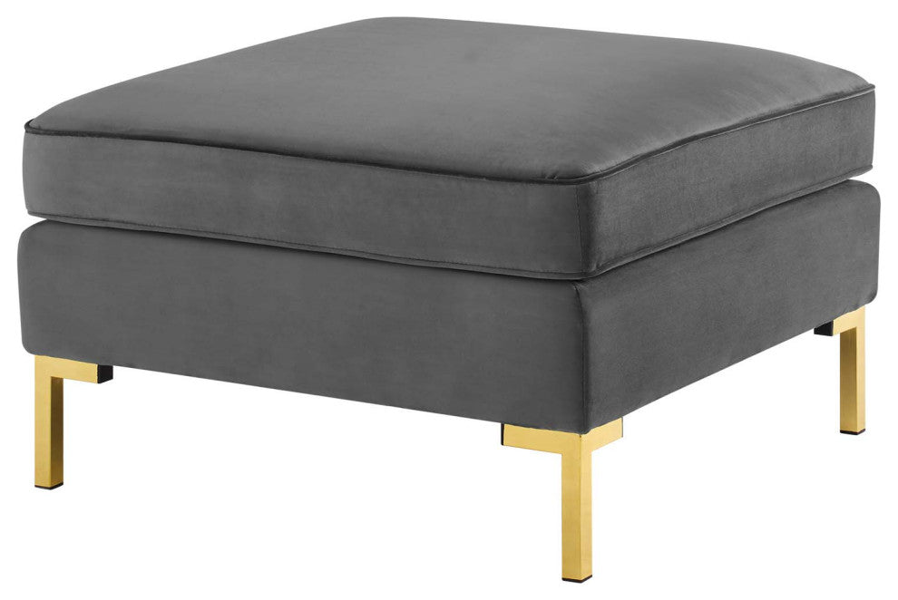 Accent Chair Ottoman, Velvet, Gray, Modern, Living Lounge Hotel Hospitality