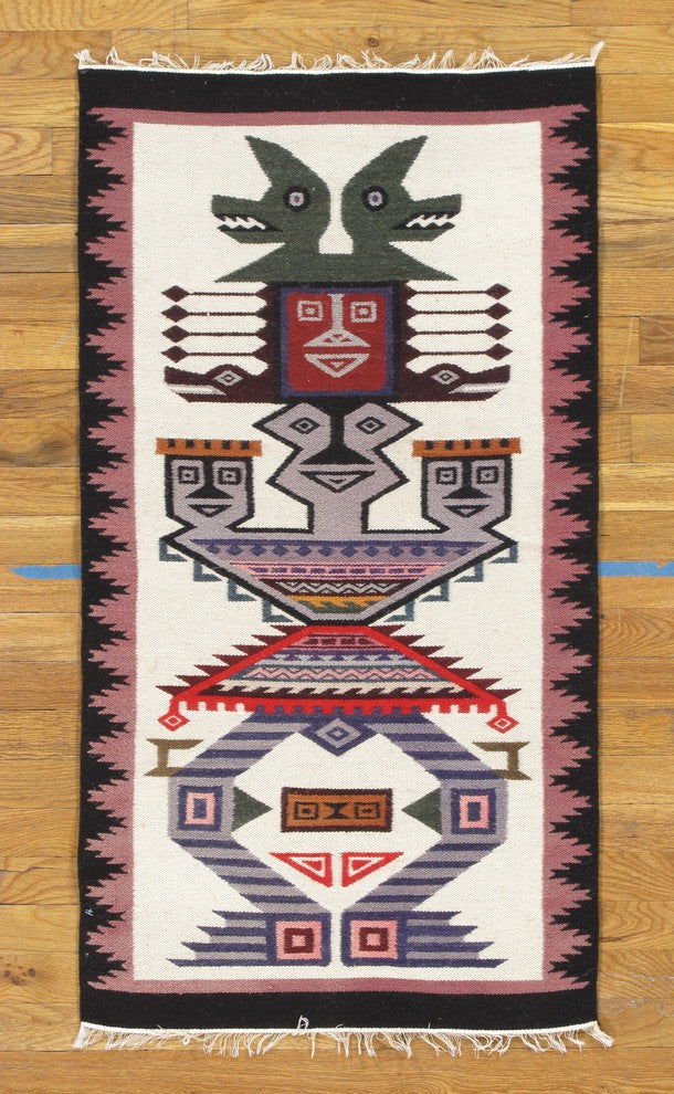 Vintage Aztec Rug, 2'x3'9"