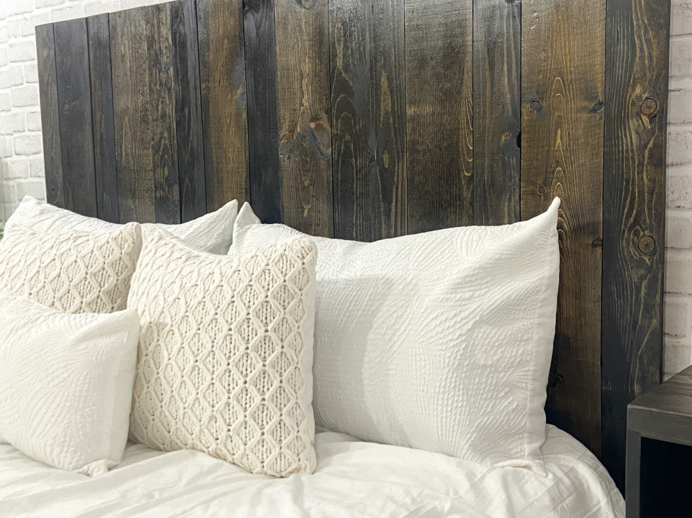 Handcrafted Headboard, Hanger Style, Black Barrel, Full