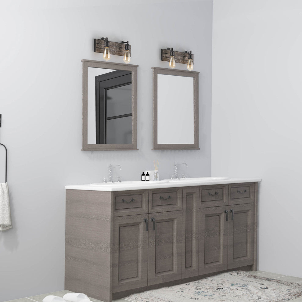 LNC 2-Light Wall Lamps Wood Indoor Wall Sconces Bathroom Vanity Lighting