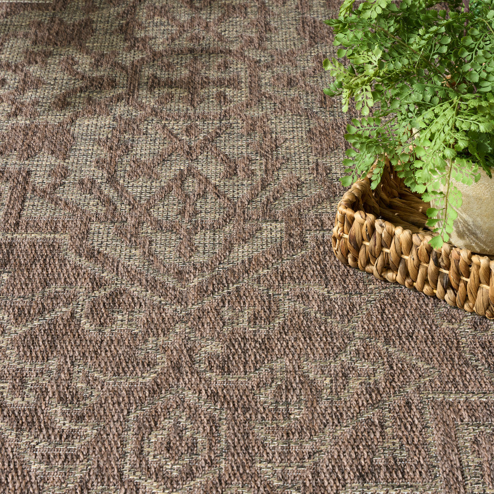 Nourison Tulum 5'3" x 7' Brown Outdoor Rug