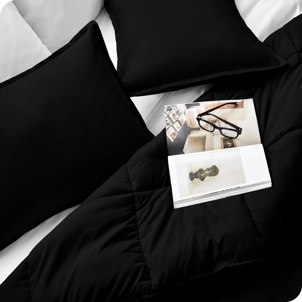 Bare Home Down Alternative Comforter Set, Black, Queen