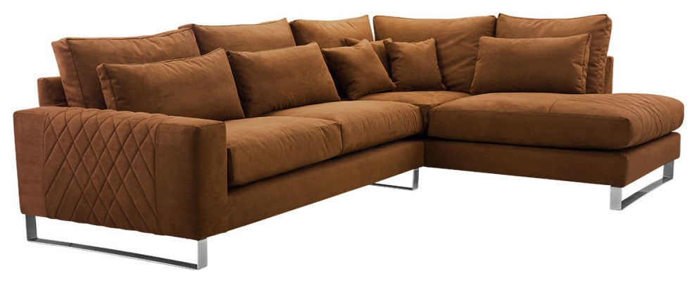 KAIA Sectional Sofa, Copper Brown, Right