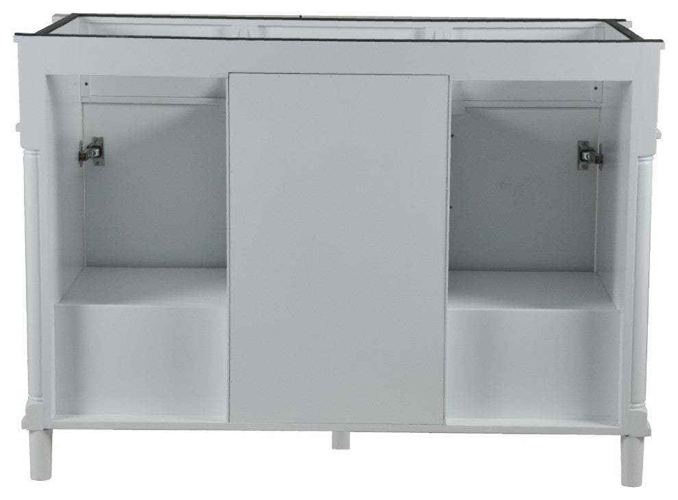 48" Double Vanity, White With White Carrara Marble Top