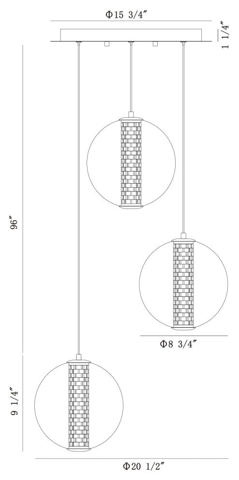 Atomo 3-Light Pendant, Chrome