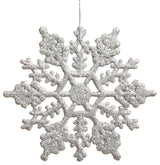 Vickerman 4" White Glitter Snowflake, Set of 24, Silver