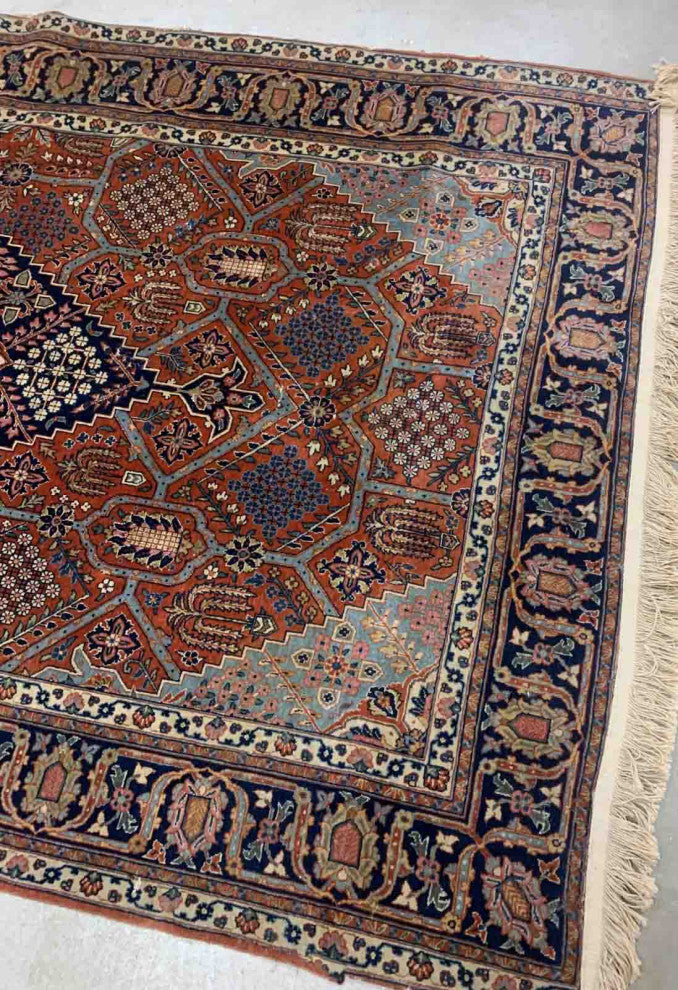 Handmade Antique Persian Jozan Rug 4.6'x6.11', 140cmx216cm, 1920s