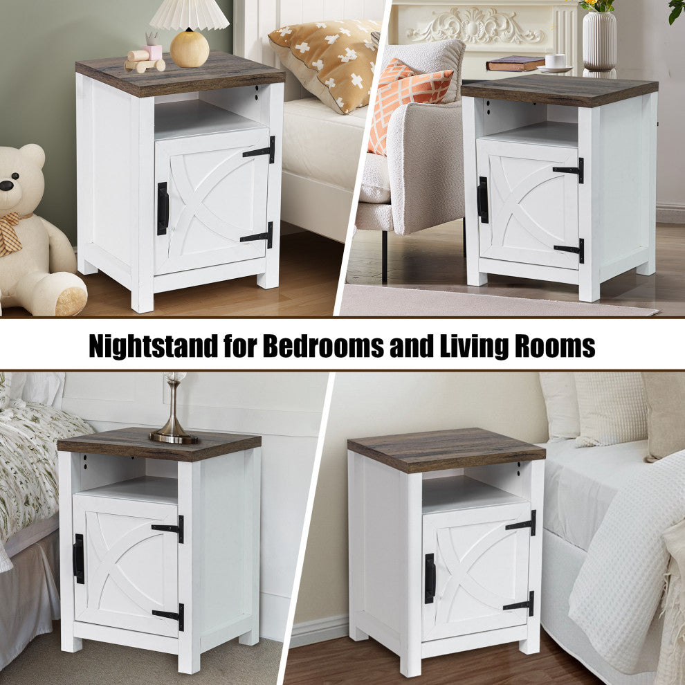 Farmhouse Nightstand with Drawer Storage