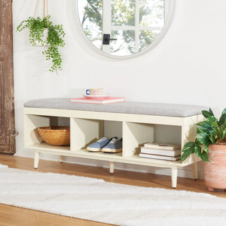 Safavieh Cricket Open Shelf Bench, Grey/Cream