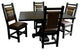 Barnwood Style Timber Peg Pedestal Dining Set, Weathered Slate, 36" X 60", Bear Run and Palomino Tobacco