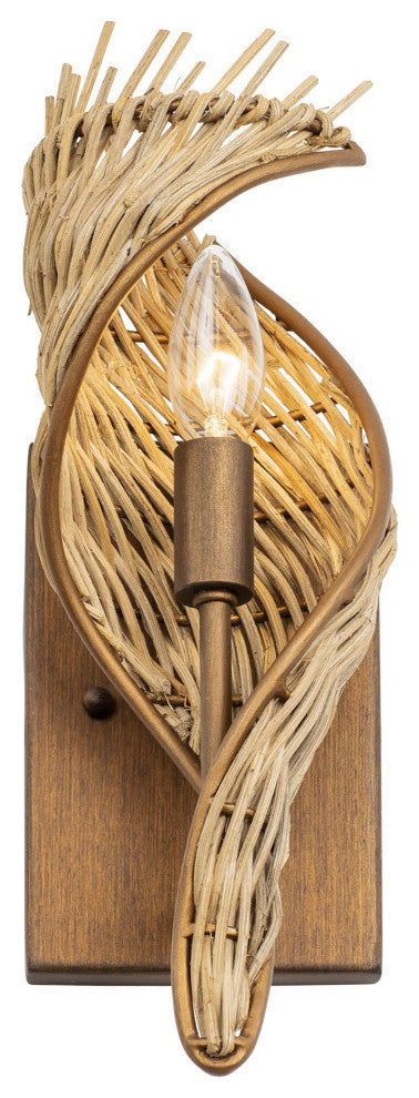 Flow 1-Lt Left Sconce - Baguette/Natural Rattan