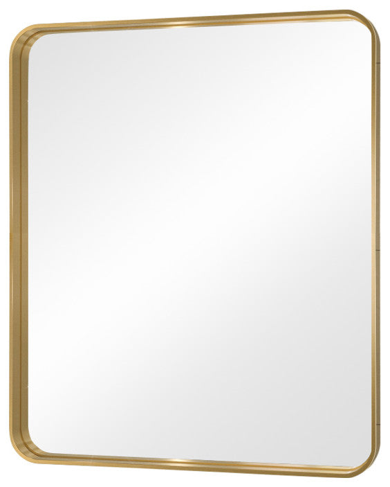 Metal Frame Decorative Rectangular Wall Mount Mirror, Gold, 20" x 28"